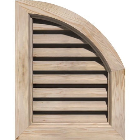 Quarter Round Top Right Primed, Functional, Pine Gable Vent W/ Brick Mould Face Frame, 09W X 18H
